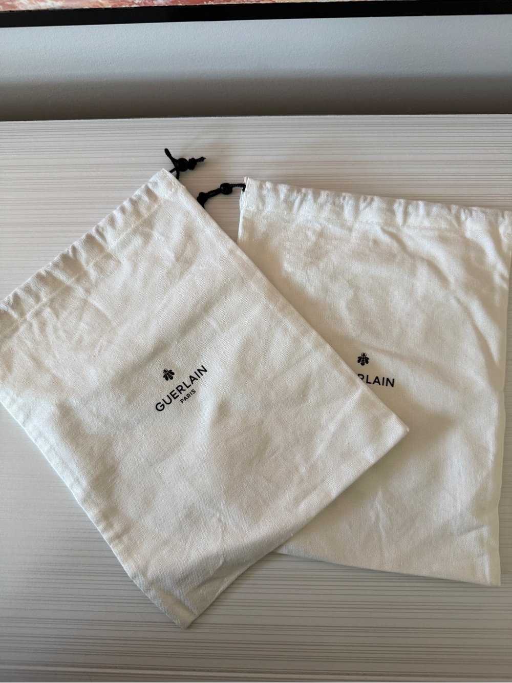 Guerlain White Drawstring Bags - Set of 2